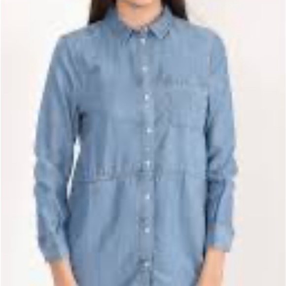 💥 BARBOUR sailboat poplin luxury chambray shirt women’s size medium 8 - Picture 12 of 17